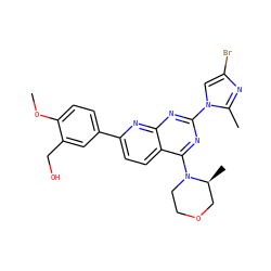 COc1ccc(-c2ccc3c(N4CCOC[C@@H]4C)nc(-n4cc(Br)nc4C)nc3n2)cc1CO ZINC000138735866