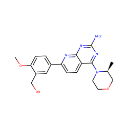 COc1ccc(-c2ccc3c(N4CCOC[C@@H]4C)nc(N)nc3n2)cc1CO ZINC000143830393