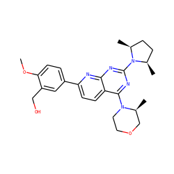 COc1ccc(-c2ccc3c(N4CCOC[C@@H]4C)nc(N4[C@@H](C)CC[C@H]4C)nc3n2)cc1CO ZINC000138736783