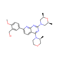 COc1ccc(-c2ccc3c(N4CCOC[C@@H]4C)nc(N4C[C@H](C)O[C@H](C)C4)nc3n2)cc1CO ZINC000095590796