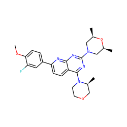 COc1ccc(-c2ccc3c(N4CCOC[C@@H]4C)nc(N4C[C@H](C)O[C@H](C)C4)nc3n2)cc1F ZINC000169021306