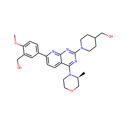 COc1ccc(-c2ccc3c(N4CCOC[C@@H]4C)nc(N4CCC(CO)CC4)nc3n2)cc1CO ZINC000139078874