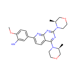 COc1ccc(-c2ccc3c(N4CCOC[C@@H]4C)nc(N4CCOC[C@@H]4C)nc3n2)cc1N ZINC000139484606