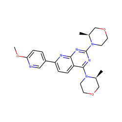 COc1ccc(-c2ccc3c(N4CCOC[C@@H]4C)nc(N4CCOC[C@@H]4C)nc3n2)cn1 ZINC000139637621