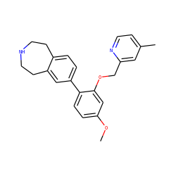 COc1ccc(-c2ccc3c(c2)CCNCC3)c(OCc2cc(C)ccn2)c1 ZINC000205444412