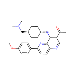 COc1ccc(-c2ccc3ncc(C(C)=O)c(N[C@H]4CC[C@H](CN(C)C)CC4)c3n2)cc1 ZINC000473164942