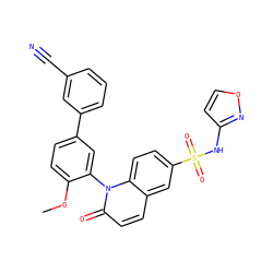 COc1ccc(-c2cccc(C#N)c2)cc1-n1c(=O)ccc2cc(S(=O)(=O)Nc3ccon3)ccc21 ZINC001772636443