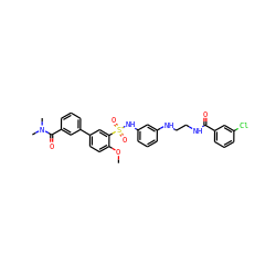 COc1ccc(-c2cccc(C(=O)N(C)C)c2)cc1S(=O)(=O)Nc1cccc(NCCNC(=O)c2cccc(Cl)c2)c1 ZINC000473134019