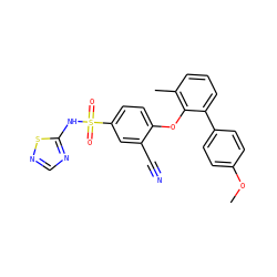COc1ccc(-c2cccc(C)c2Oc2ccc(S(=O)(=O)Nc3ncns3)cc2C#N)cc1 ZINC000095584555