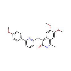 COc1ccc(-c2cccc(Cc3c(=O)[nH]c(C)c4cc(OC)c(OC)cc34)n2)cc1 ZINC000169703356