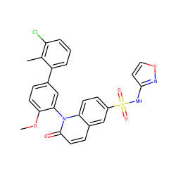 COc1ccc(-c2cccc(Cl)c2C)cc1-n1c(=O)ccc2cc(S(=O)(=O)Nc3ccon3)ccc21 ZINC001772654370