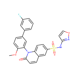 COc1ccc(-c2cccc(F)c2)cc1-n1c(=O)ccc2cc(S(=O)(=O)Nc3ccon3)ccc21 ZINC001772652161