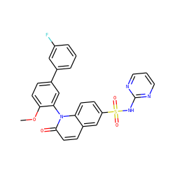 COc1ccc(-c2cccc(F)c2)cc1-n1c(=O)ccc2cc(S(=O)(=O)Nc3ncccn3)ccc21 ZINC001772580274