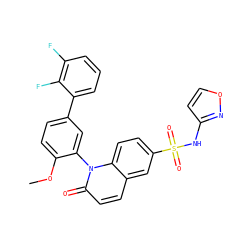 COc1ccc(-c2cccc(F)c2F)cc1-n1c(=O)ccc2cc(S(=O)(=O)Nc3ccon3)ccc21 ZINC001772619201