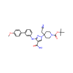COc1ccc(-c2cccc(Nc3nn(C4(CC#N)CCN(C(=O)OC(C)(C)C)CC4)cc3C(N)=O)c2)cc1 ZINC000222082727