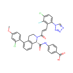 COc1ccc(-c2cccc3c2CCN(C(=O)/C=C/c2c(-n4cnnn4)ccc(Cl)c2F)[C@@H]3C(=O)Nc2ccc(C(=O)O)cc2)c(Cl)c1 ZINC000224065604