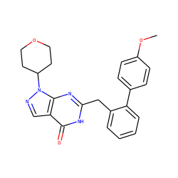 COc1ccc(-c2ccccc2Cc2nc3c(cnn3C3CCOCC3)c(=O)[nH]2)cc1 ZINC000169699876