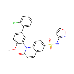 COc1ccc(-c2ccccc2Cl)cc1-n1c(=O)ccc2cc(S(=O)(=O)Nc3ccon3)ccc21 ZINC001772611781