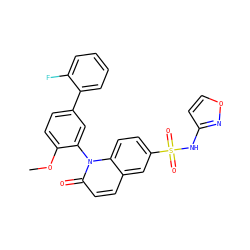 COc1ccc(-c2ccccc2F)cc1-n1c(=O)ccc2cc(S(=O)(=O)Nc3ccon3)ccc21 ZINC001772617971