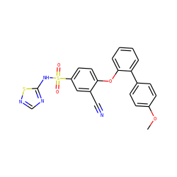 COc1ccc(-c2ccccc2Oc2ccc(S(=O)(=O)Nc3ncns3)cc2C#N)cc1 ZINC000095584990