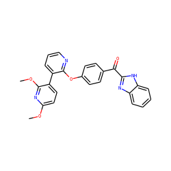 COc1ccc(-c2cccnc2Oc2ccc(C(=O)c3nc4ccccc4[nH]3)cc2)c(OC)n1 ZINC000144199529