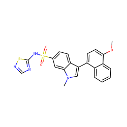 COc1ccc(-c2cn(C)c3cc(S(=O)(=O)Nc4ncns4)ccc23)c2ccccc12 ZINC000205418860