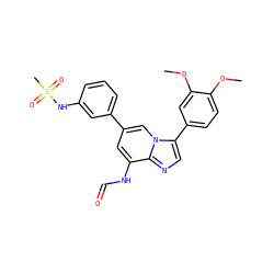 COc1ccc(-c2cnc3c(NC=O)cc(-c4cccc(NS(C)(=O)=O)c4)cn23)cc1OC ZINC000061898577
