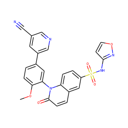 COc1ccc(-c2cncc(C#N)c2)cc1-n1c(=O)ccc2cc(S(=O)(=O)Nc3ccon3)ccc21 ZINC001772600840