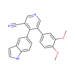 COc1ccc(-c2cncc(C#N)c2-c2ccc3[nH]ccc3c2)cc1OC ZINC000040955571