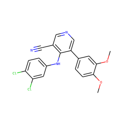 COc1ccc(-c2cncc(C#N)c2Nc2ccc(Cl)c(Cl)c2)cc1OC ZINC000045506111