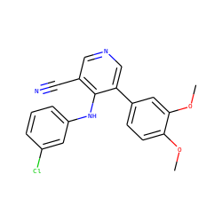 COc1ccc(-c2cncc(C#N)c2Nc2cccc(Cl)c2)cc1OC ZINC000040954636