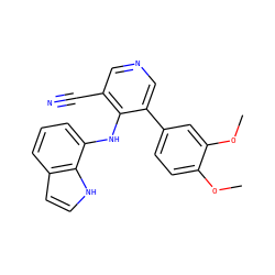COc1ccc(-c2cncc(C#N)c2Nc2cccc3cc[nH]c23)cc1OC ZINC000040394994
