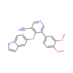 COc1ccc(-c2cncc(C#N)c2Oc2ccc3[nH]ccc3c2)cc1OC ZINC000040955170