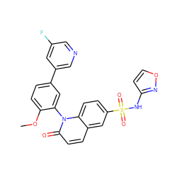 COc1ccc(-c2cncc(F)c2)cc1-n1c(=O)ccc2cc(S(=O)(=O)Nc3ccon3)ccc21 ZINC001772572971