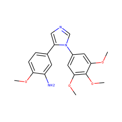 COc1ccc(-c2cncn2-c2cc(OC)c(OC)c(OC)c2)cc1N ZINC000013473113