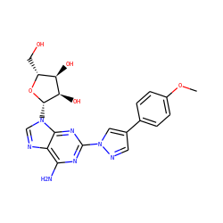 COc1ccc(-c2cnn(-c3nc(N)c4ncn([C@@H]5O[C@H](CO)[C@@H](O)[C@H]5O)c4n3)c2)cc1 ZINC000013818930
