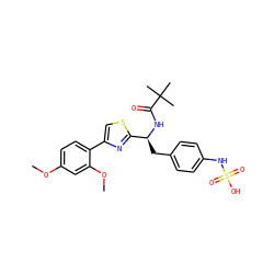 COc1ccc(-c2csc([C@H](Cc3ccc(NS(=O)(=O)O)cc3)NC(=O)C(C)(C)C)n2)c(OC)c1 ZINC000113897645