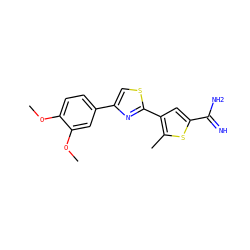 COc1ccc(-c2csc(-c3cc(C(=N)N)sc3C)n2)cc1OC ZINC000013437893