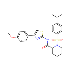 COc1ccc(-c2csc(NC(=O)[C@H]3CCCCN3S(=O)(=O)c3ccc(C(C)C)cc3)n2)cc1 ZINC000084713729