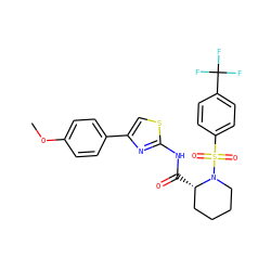 COc1ccc(-c2csc(NC(=O)[C@H]3CCCCN3S(=O)(=O)c3ccc(C(F)(F)F)cc3)n2)cc1 ZINC000084690512