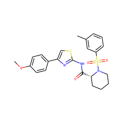 COc1ccc(-c2csc(NC(=O)[C@H]3CCCCN3S(=O)(=O)c3cccc(C)c3)n2)cc1 ZINC000084712888