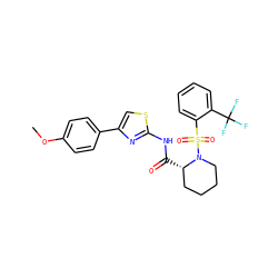 COc1ccc(-c2csc(NC(=O)[C@H]3CCCCN3S(=O)(=O)c3ccccc3C(F)(F)F)n2)cc1 ZINC000084690216