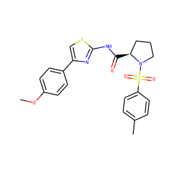 COc1ccc(-c2csc(NC(=O)[C@H]3CCCN3S(=O)(=O)c3ccc(C)cc3)n2)cc1 ZINC000008869169