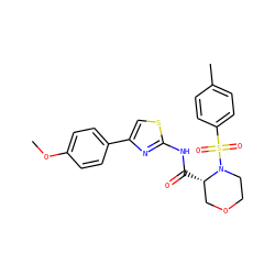 COc1ccc(-c2csc(NC(=O)[C@H]3COCCN3S(=O)(=O)c3ccc(C)cc3)n2)cc1 ZINC000084707243