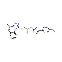 COc1ccc(-c2csc(NC(=O)CSc3nnc4c(C)cc5ccccc5n34)n2)cc1 ZINC000001223186