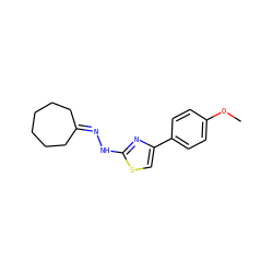 COc1ccc(-c2csc(NN=C3CCCCCC3)n2)cc1 ZINC000059043305