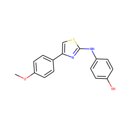 COc1ccc(-c2csc(Nc3ccc(O)cc3)n2)cc1 ZINC000000246644