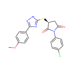 COc1ccc(-c2n[nH]c(S[C@H]3CC(=O)N(c4ccc(Cl)cc4)C3=O)n2)cc1 ZINC000002324954