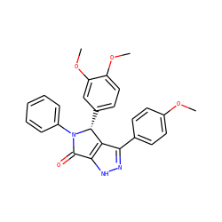 COc1ccc(-c2n[nH]c3c2[C@@H](c2ccc(OC)c(OC)c2)N(c2ccccc2)C3=O)cc1 ZINC000009380274