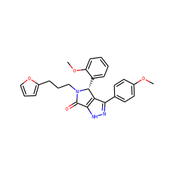 COc1ccc(-c2n[nH]c3c2[C@@H](c2ccccc2OC)N(CCCc2ccco2)C3=O)cc1 ZINC000096177238